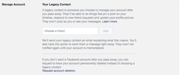 your legacy contact FB